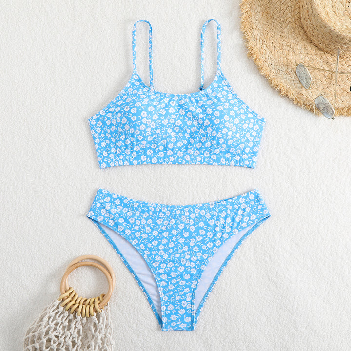 Damen Floral Print Bralette Bikini Set Drune