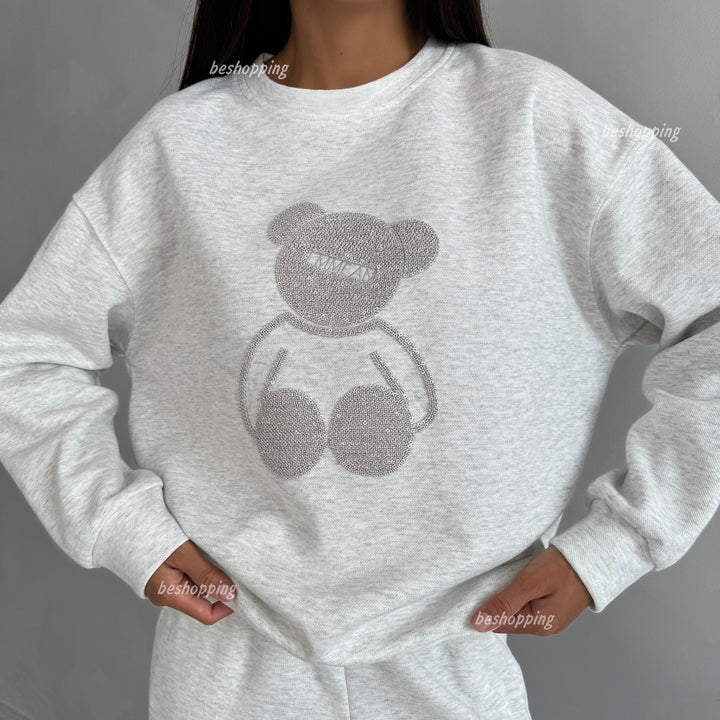 Damen lässiges Sportanzug-Set mit teddyförmigem Motiv Drune