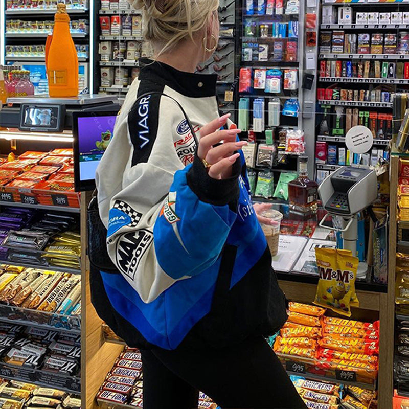 Damen Sportliche Collegejacke mit bunten Applikationen Drune