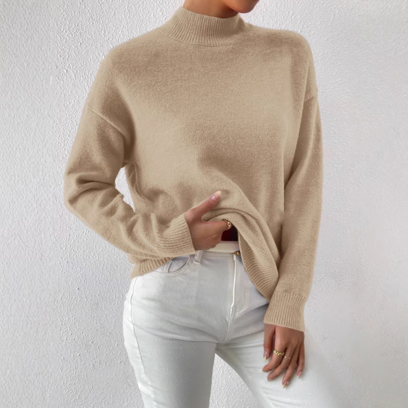 Damen Pullover mit hohem Kragen und weichem Material Drune