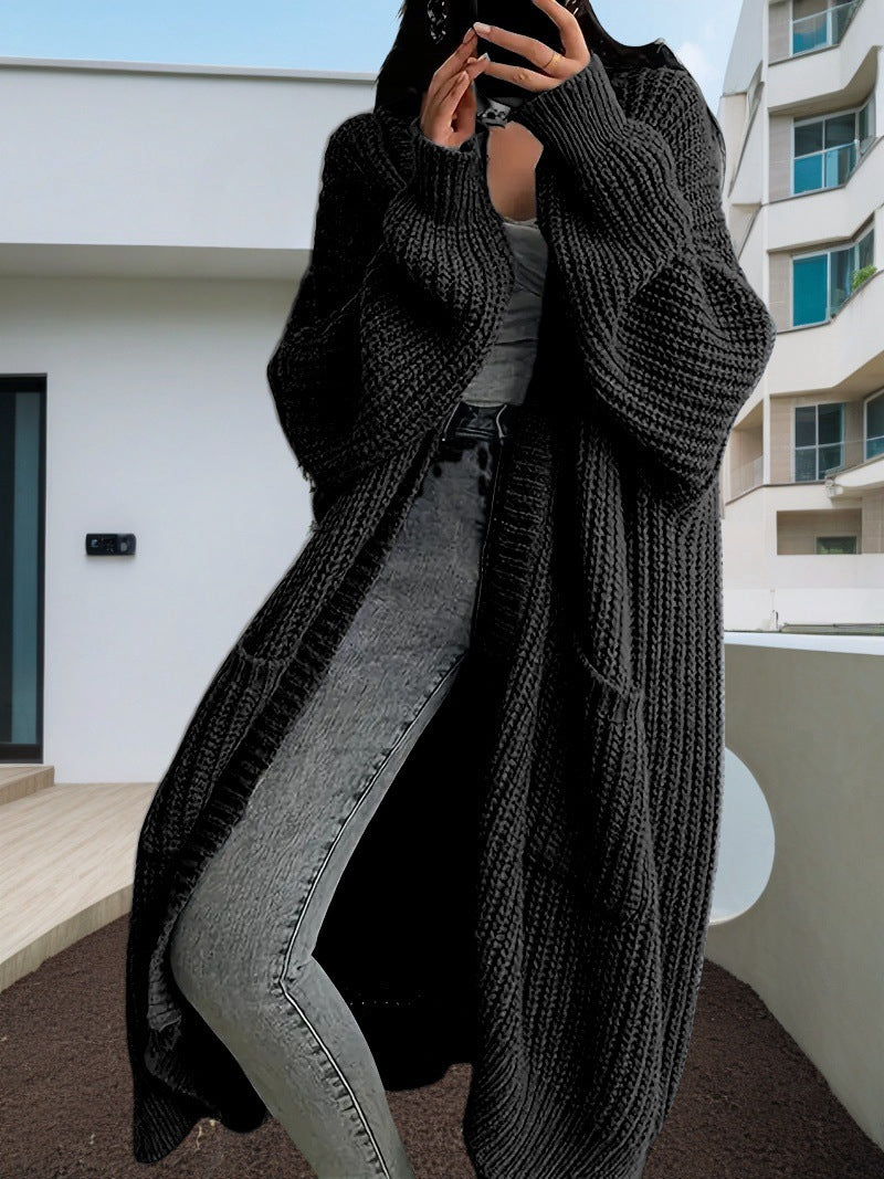 Damen Grobstrickjacke mit offener Front und praktischen Taschen Drune
