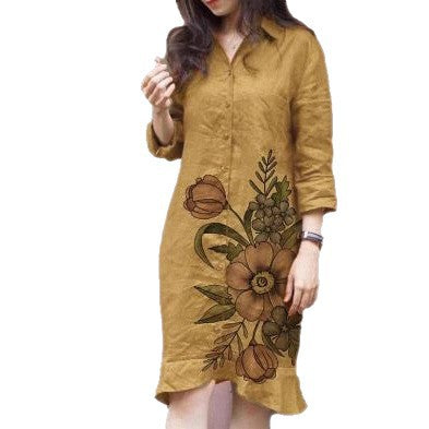 Damen Hemdblusenkleid mit floralen Motiven und tailliertem Schnitt Drune