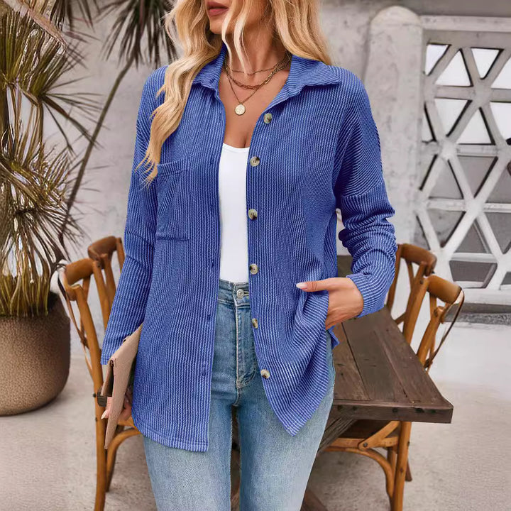 Damen lässige Strickjacke mit Knopfleiste Drune