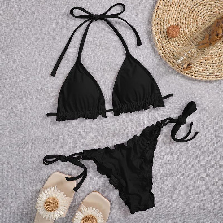 Damen Triangel-Bikini mit Rüschen und verstellbaren Bändern Drune