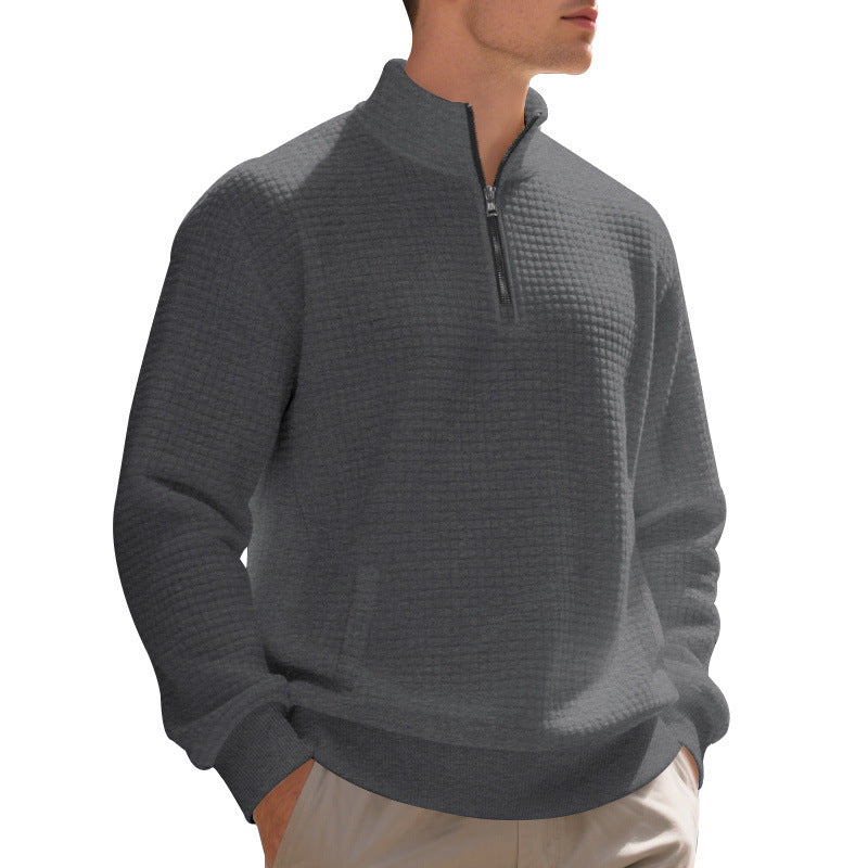 Herren sportlicher Pullover mit Reißverschluss und strukturierter Oberfläche Drune