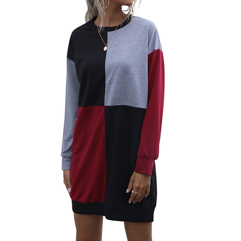 Damen lässiges Oversized Kleid mit Farbblockdesign Drune