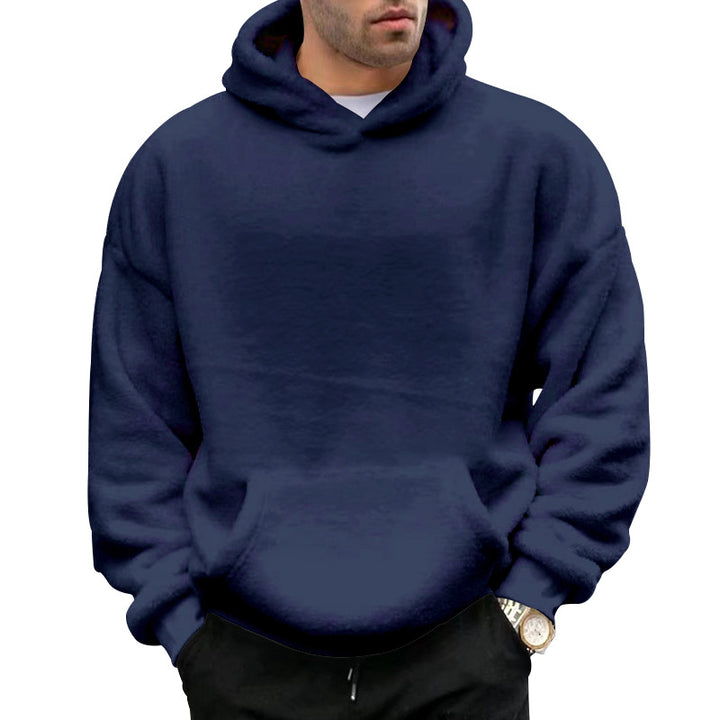 Herren nan oversized Fleece-Kapuzenpullover mit Kängurutasche und dropped shoulders Drune