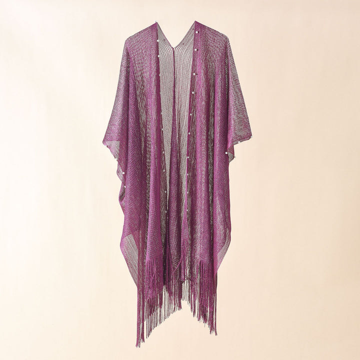 Damen transparenter Kaftan mit fransigen Kanten und elegantem Design Drune