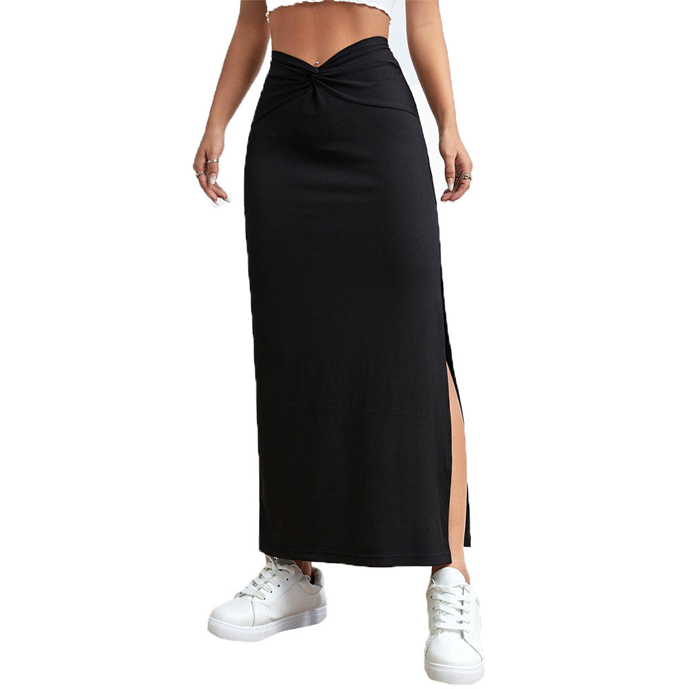 Damen Maxirock mit seitlichem Schlitz und modischem Knotendetail Drune