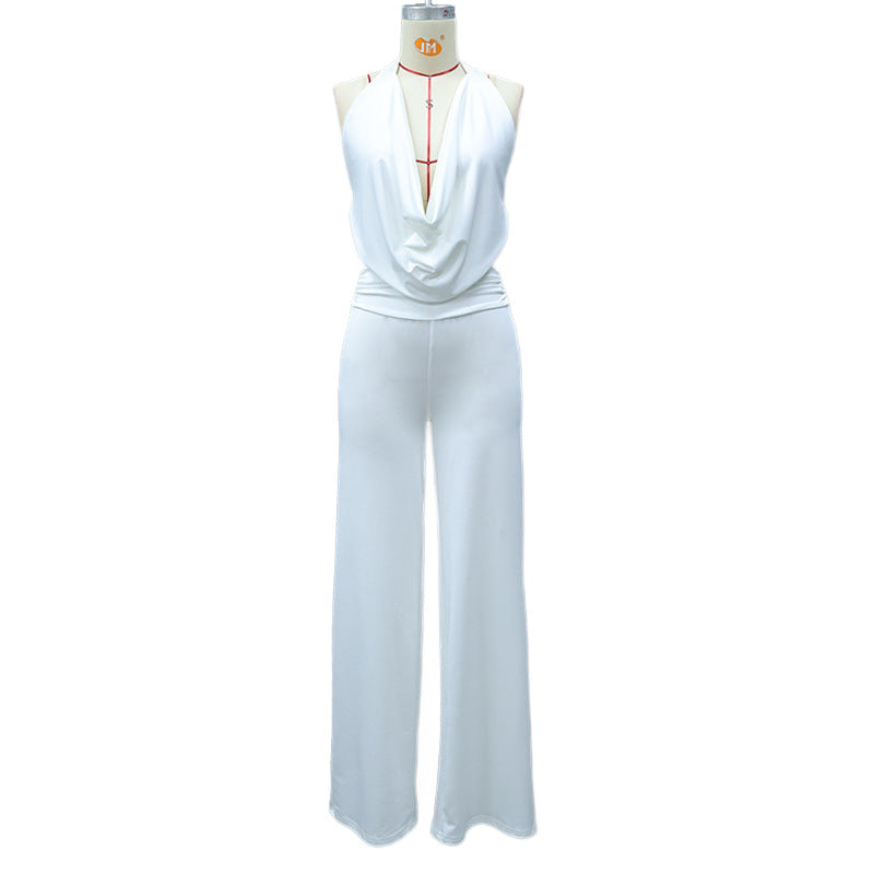 Damen Jumpsuit mit elegantem Wickeldetail und weiten Beinpartien Drune