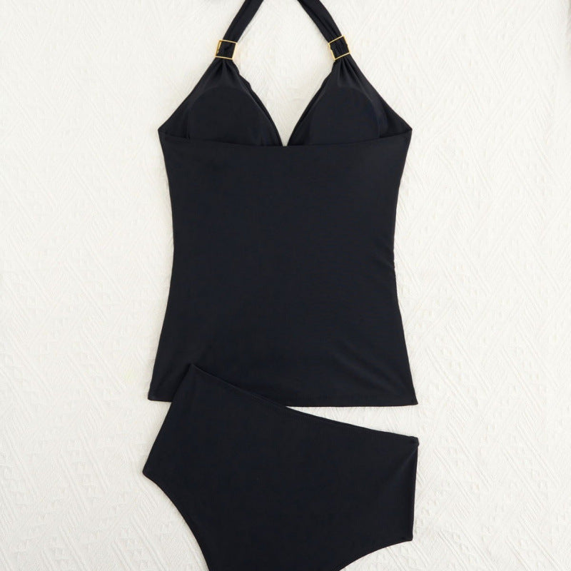 Damen Tankini mit tiefem V-Ausschnitt und dekorativem Knoten Drune