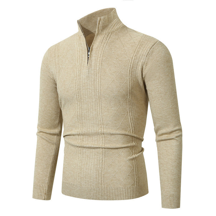 Herren Strickpullover mit hochabschließendem Reißverschluss und modernem Zopfmuster Drune