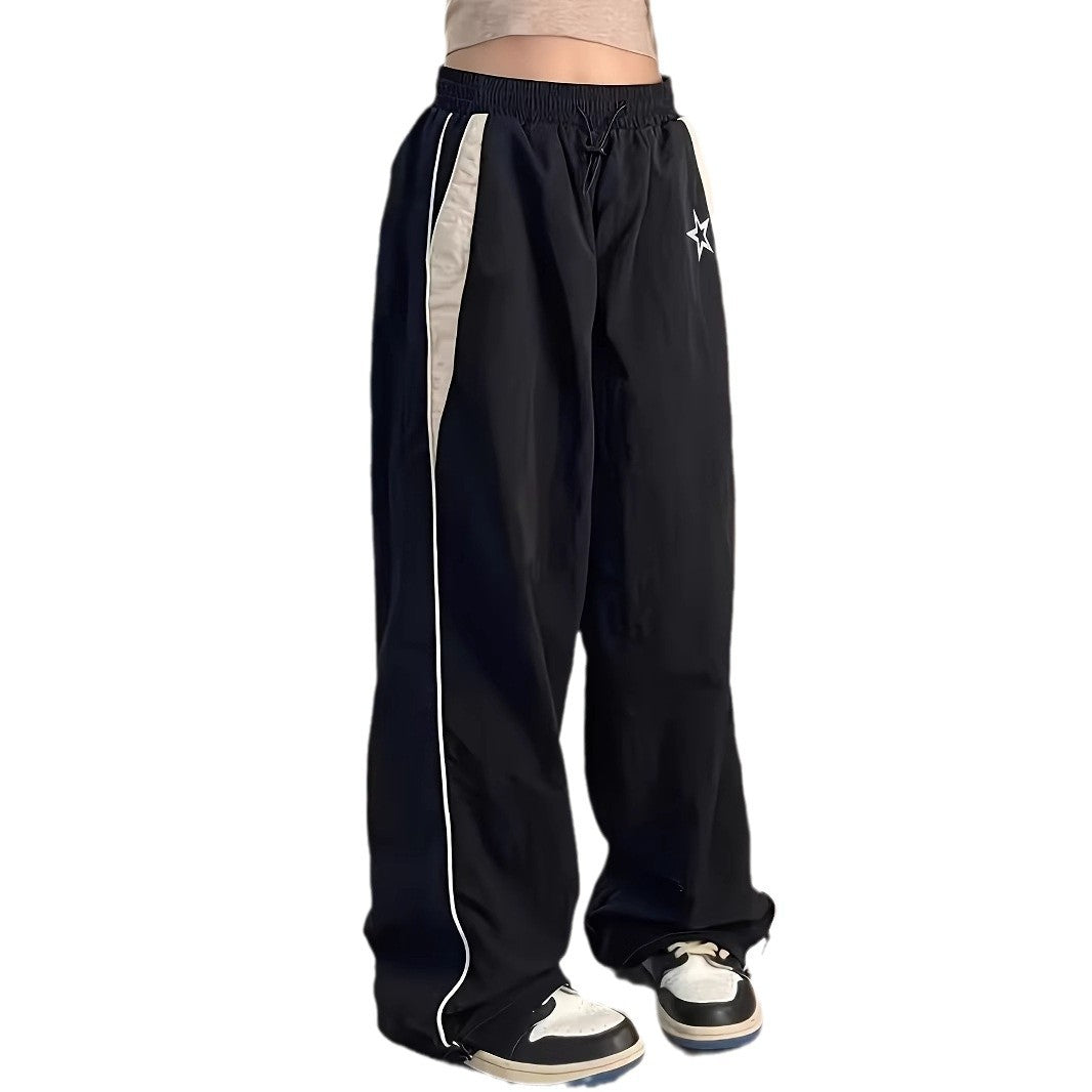 Damen Sportliche Weite Hose mit seitlichen Streifen und elastischem Bund Drune