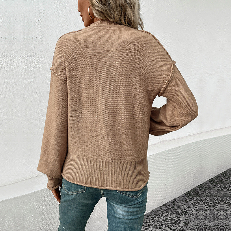 Damen lässiger Strickpullover mit Brusttasche und raffinierten Details Drune