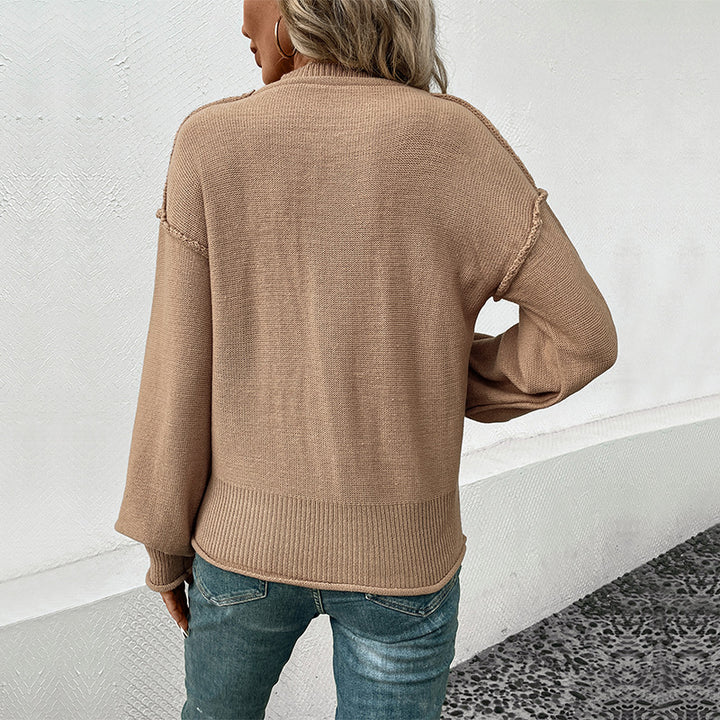 Damen lässiger Strickpullover mit Brusttasche und raffinierten Details Drune