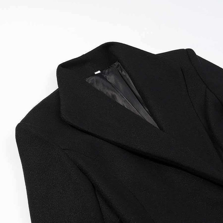 Damen nan Maxilanger Wollmixmantel mit taillierter Silhouette, Reverskragen und Pattentaschen Drune