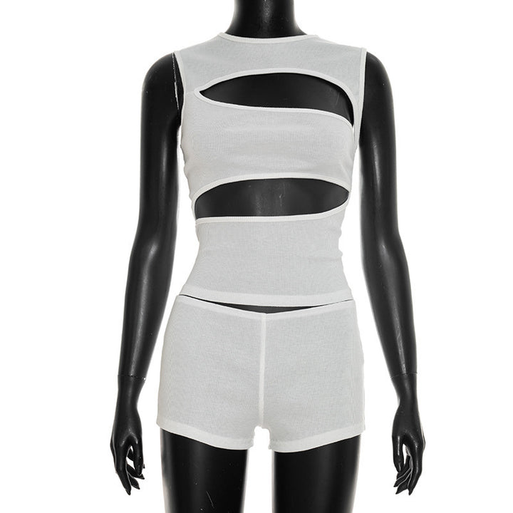 Damen modisches Oberteil mit angeschnittenen Details und passenden Shorts Drune