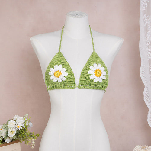 Damen Häkel-Bikinioberteil mit floralen Akzenten Drune