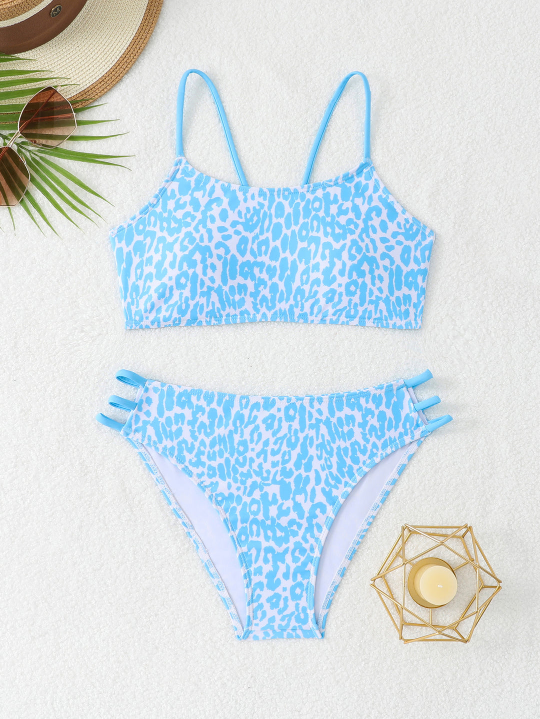 Damen Bikini-Set mit innovativen Trägerdetails und modischem Leopardenmuster Drune