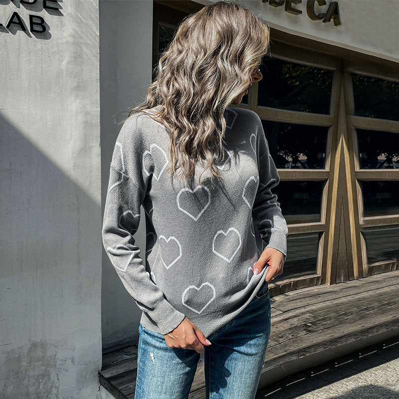 Damen Strickpullover mit Herzdesign und lässiger Passform Drune