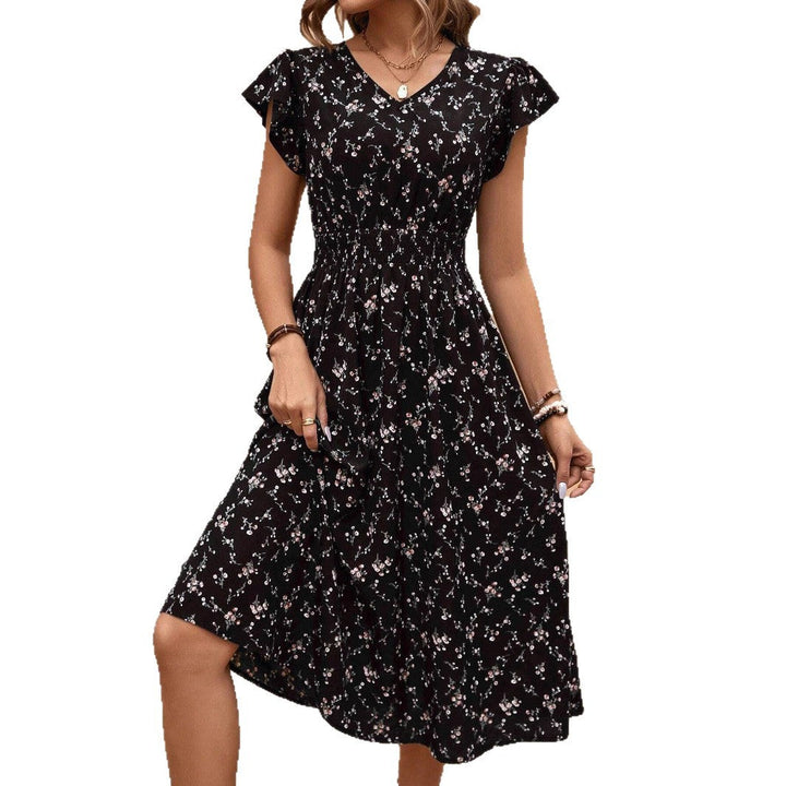 Damen Midikleid mit floralem Muster und Raffungen Drune