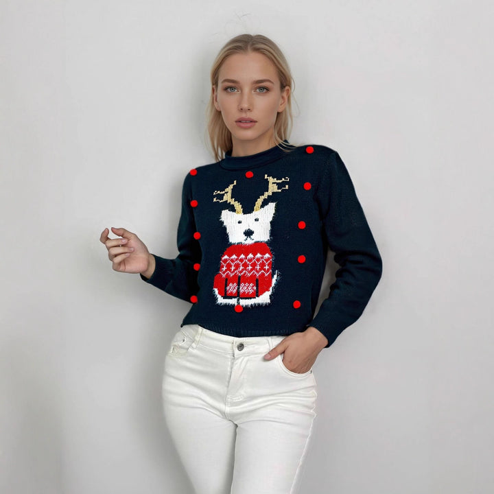 Damen Weihnachtspullover mit festlichem Motiven und kreativen 3D-Details Drune