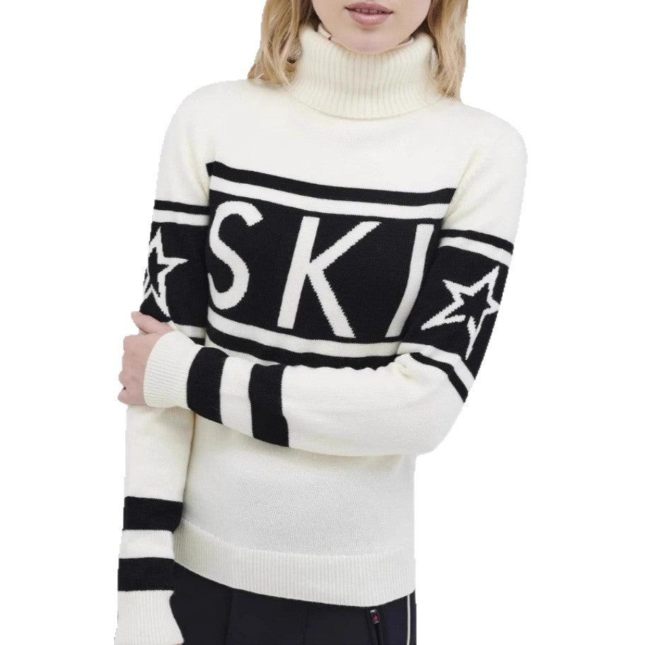 Damen Sportlicher Pullover mit hohem Kragen und trendigem Ski-Design Drune