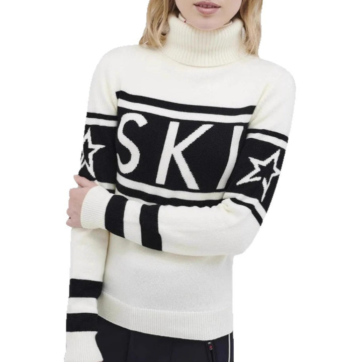 Damen Sportlicher Pullover mit hohem Kragen und trendigem Ski-Design Drune