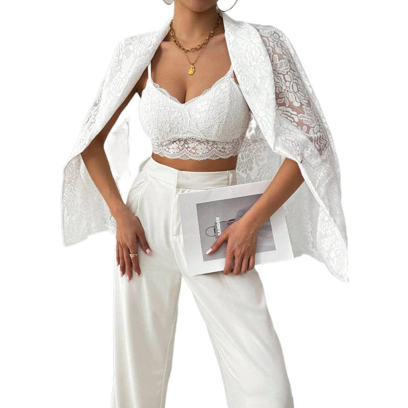 Damen Spitzenblazer mit elegantem Schalkragen Drune