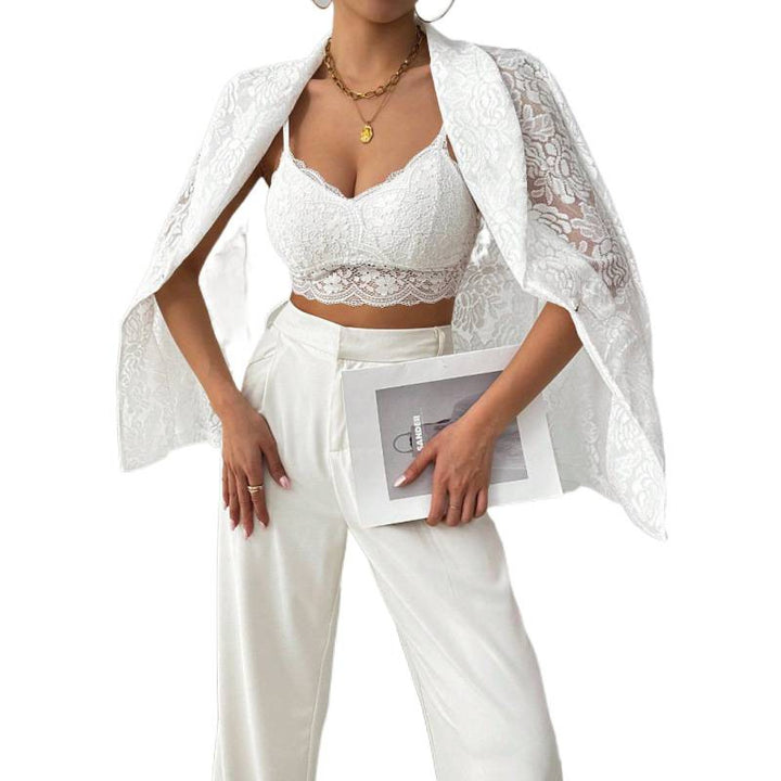 Damen Spitzenblazer mit elegantem Schalkragen Drune