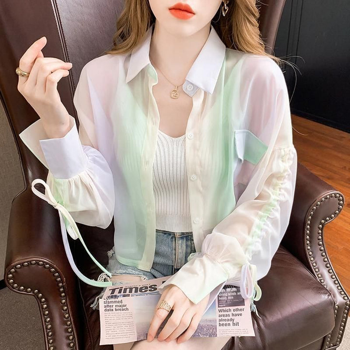 Damen Transparente Bluse mit innovativen Details Drune