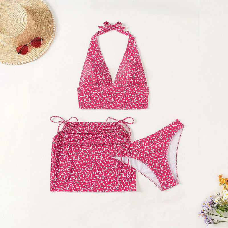 Damen Bikini-Set mit floralem Halterneck-Design Drune