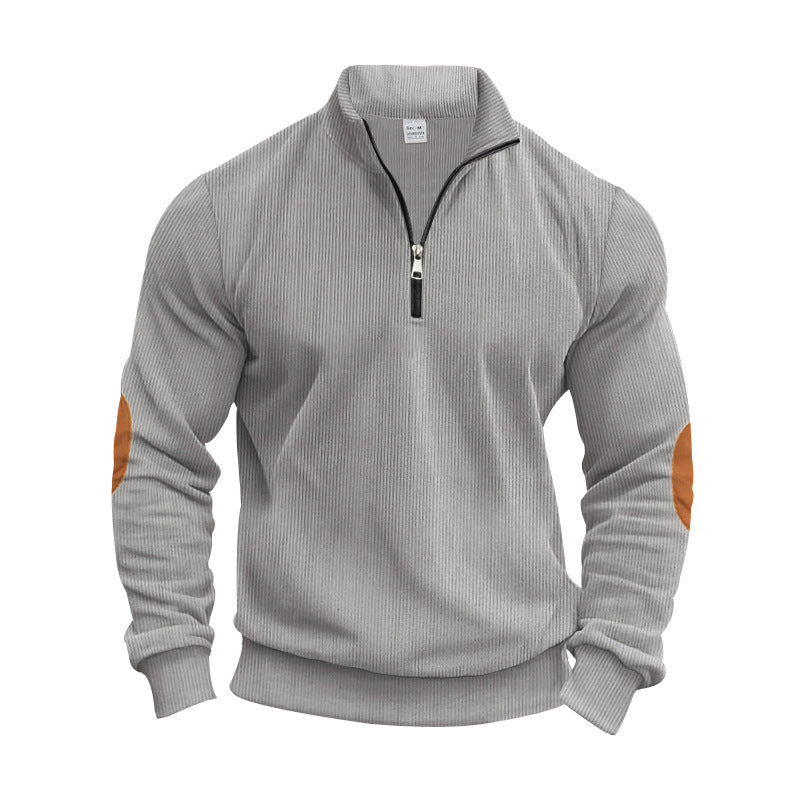 Herren Strickpullover mit modernem Reißverschluss und eleganten Ellbogenpatches Drune