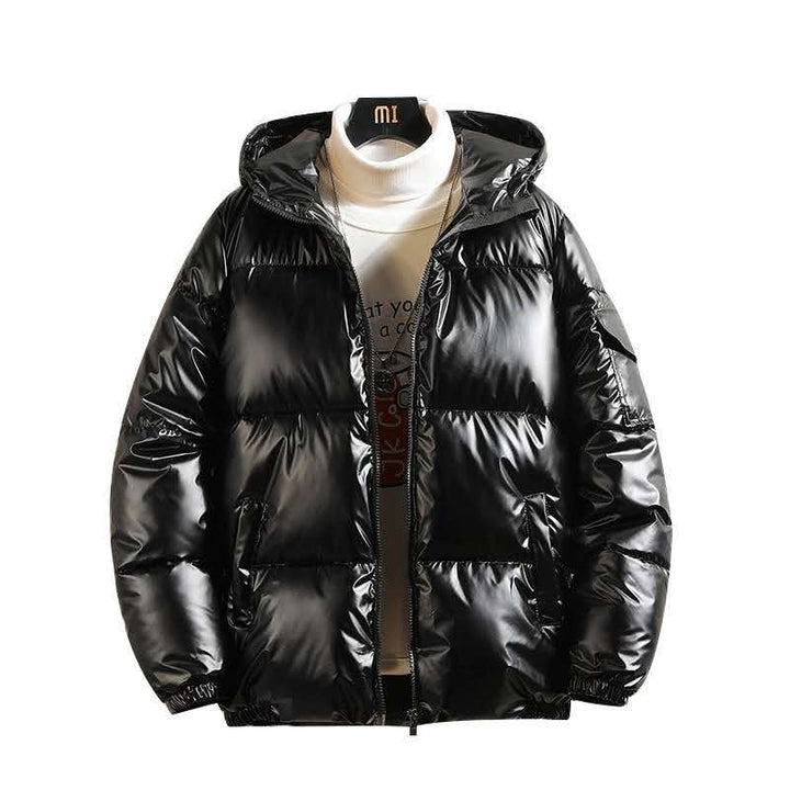 Unisex nan glänzende Steppjacke mit Kapuze, wasserabweisender High-Shine-Oberfläche und wärmender synthetischer Füllung Drune