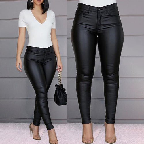 Damen figurbetonte High-Waist Hose Drune