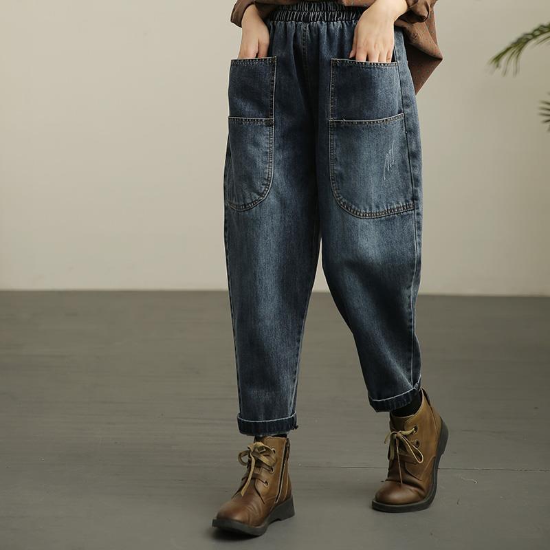 Damen lässige Jeanshose mit tiefen Taschen Drune