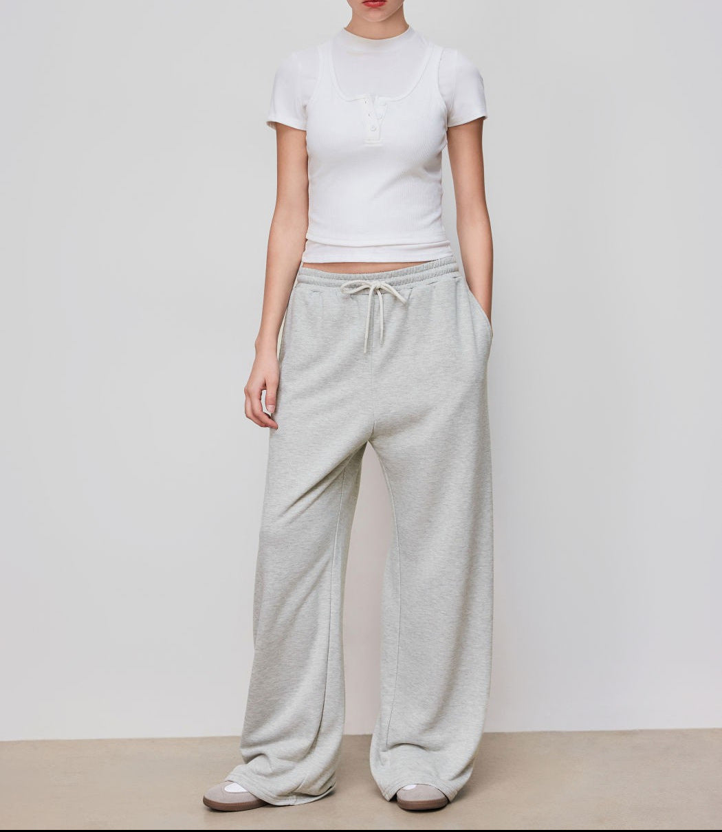 Damen weite Jersey-Hose mit elastischem Bund und Kordelzug Drune