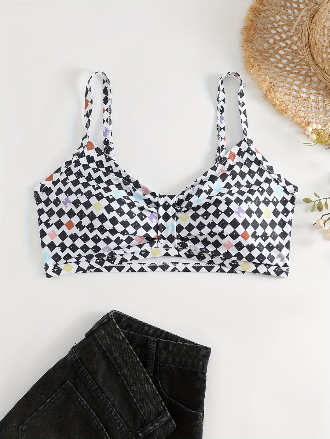 Damen Triangel-Bikini Oberteil mit modernem grafischen Muster Drune