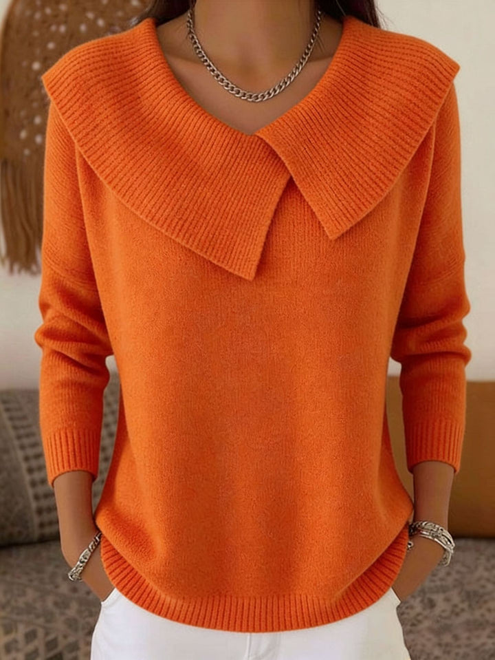 Damen nan grobgestrickter Pullover mit übergroßem Matrosenkragen und gerippten Abschlüssen Drune