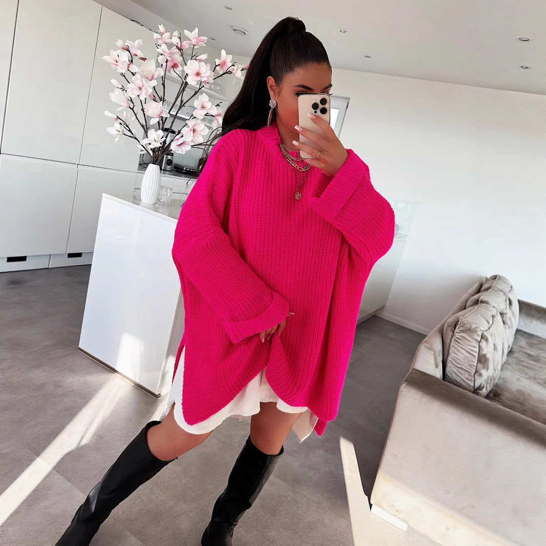 Damen Oversized Strickpullover mit lässigem Schnitt und weit geschnittenen Ärmeln Drune