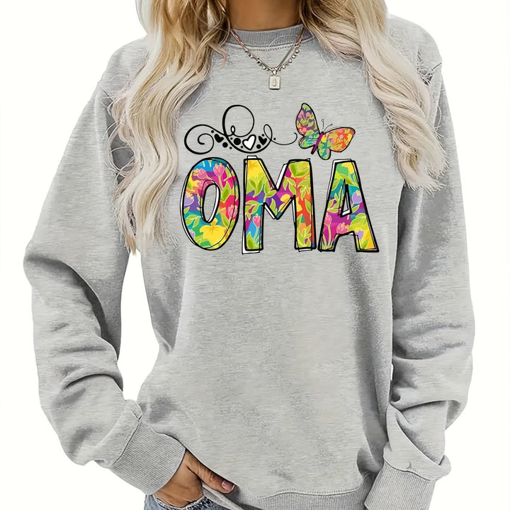 Damen Sweatshirt mit kreativem botanischem Aufdruck Drune