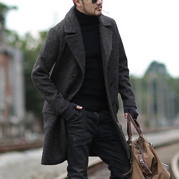 Herren eleganter doppelt geschliffener Wollmantel Drune