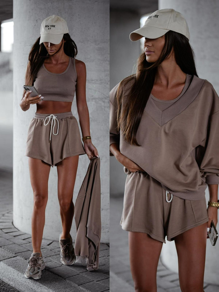 Damen Sportliches Kurzarm-Set Drune