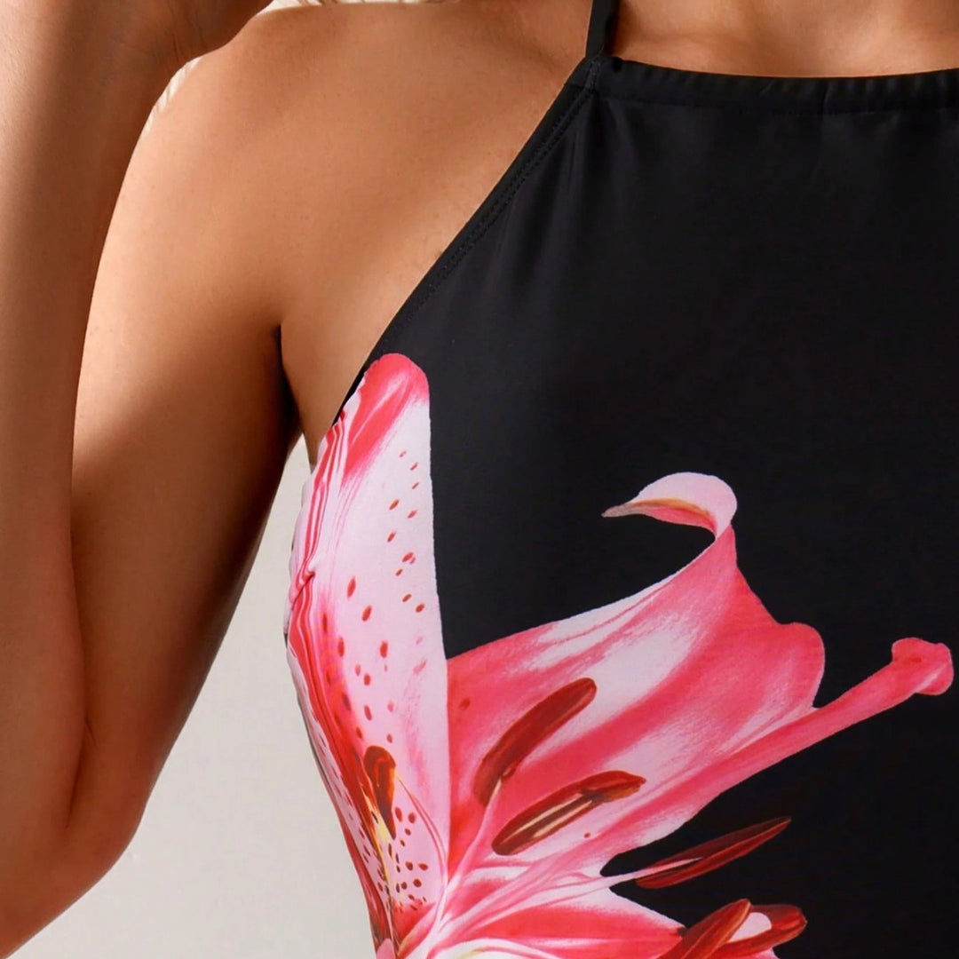 Damen Tankini-Set mit verspieltem floralen Muster und seitlichen Bindebändern Drune