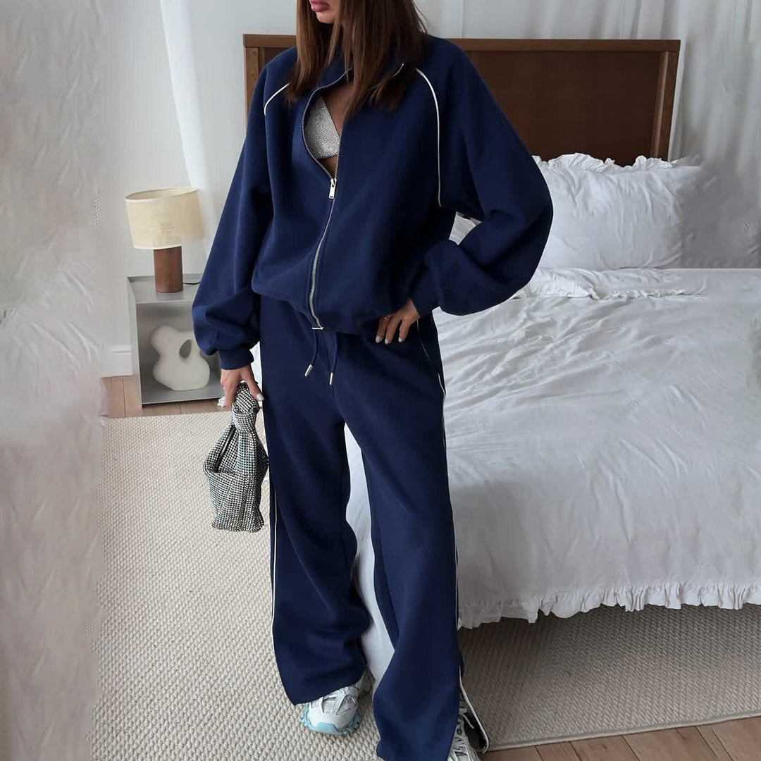 Damen Sportliche Sweatjacke und Jogginghose-Set Drune