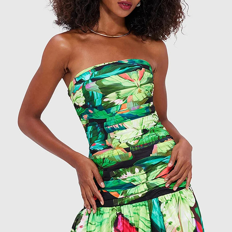 Damen Floral Druck Einteiler-Badeanzug Drune