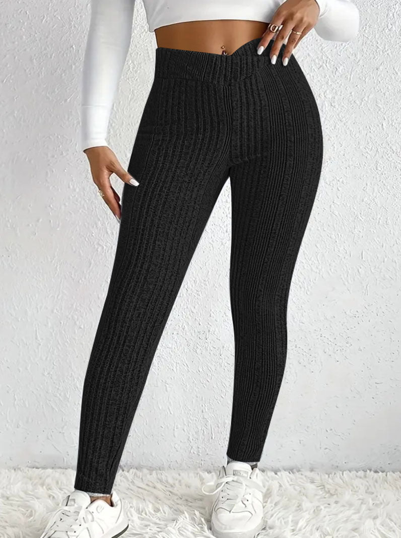 Damen figurbetonte Leggings mit stylish Streifenmuster Drune