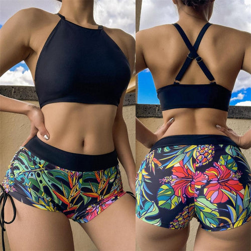 Damen Sportliches Bikiniset mit buntem Muster Drune