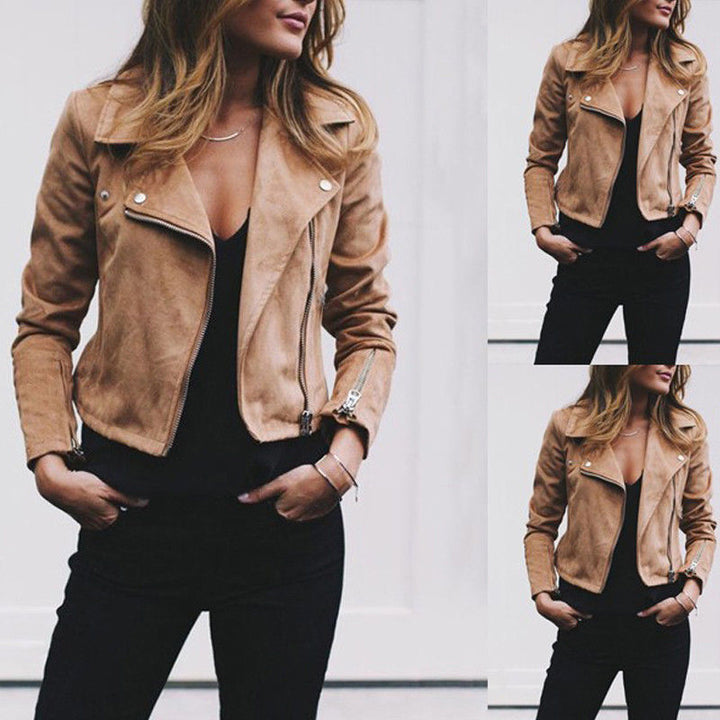 Damen Bikerjacke mit modischen Akzenten und tailliertem Schnitt Drune