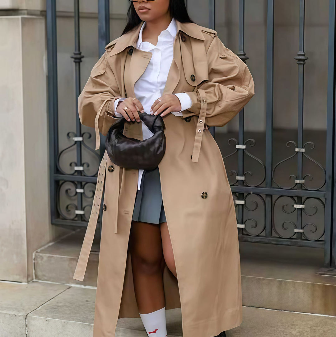 Damen wasserabweisender Trenchcoat mit Taillengürtel Drune